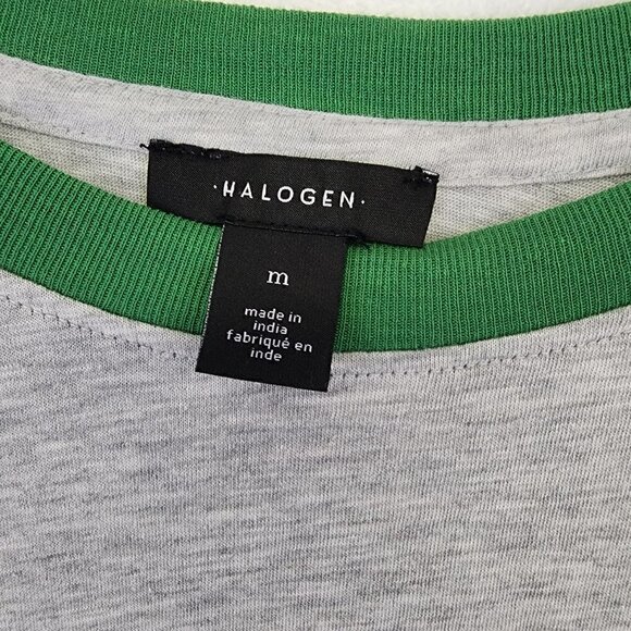 NWT Halogen St. Patricks Day All Luck T-Shirt Grey & Green Tee Medium - Picture 4 of 5